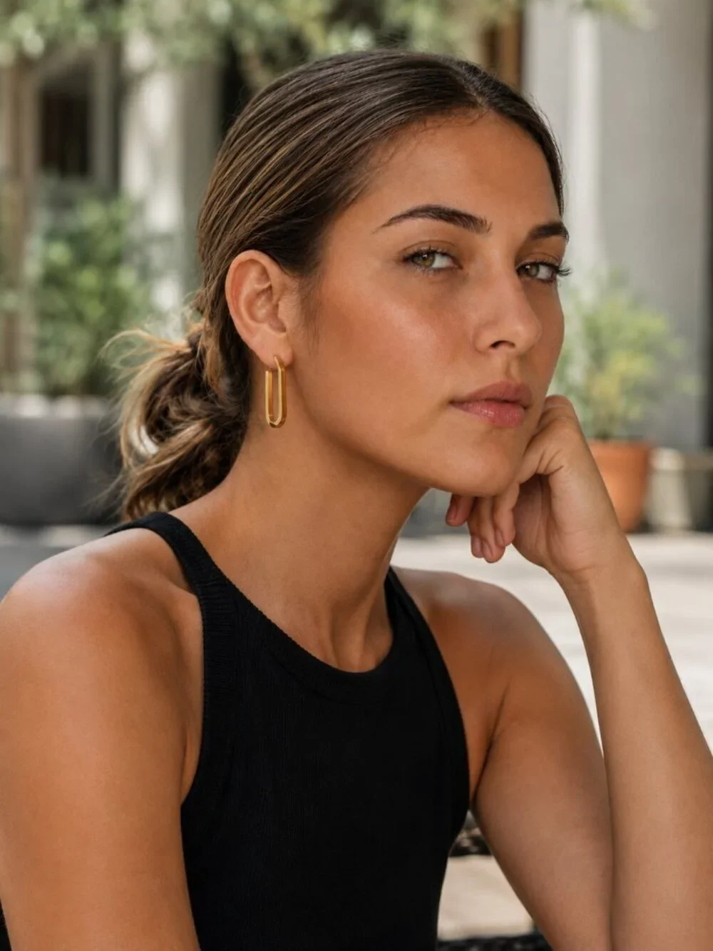 U-Shape Geometric Hoop 18K Gold Plated Stainless Steel Earrings Minimalist
